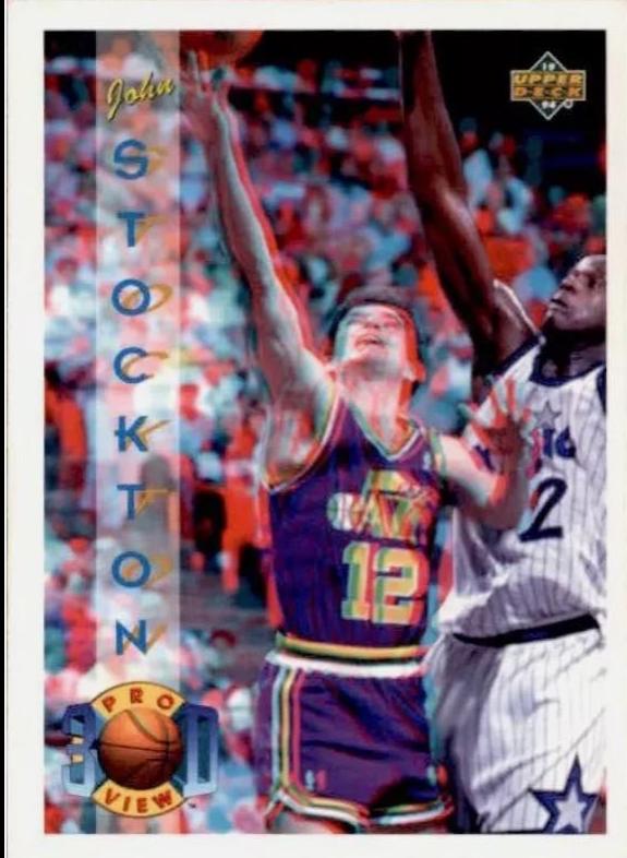 John Stockton #18 Basketball Cards 1993 Upper Deck Pro View 3-D