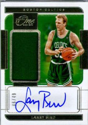 Larry Bird #JA-LBD Basketball Cards 2021 Panini One and One Jersey Autographs