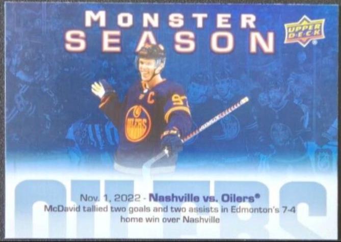 Connor McDavid #MS-10 Hockey Cards 2023 Upper Deck Monster Season