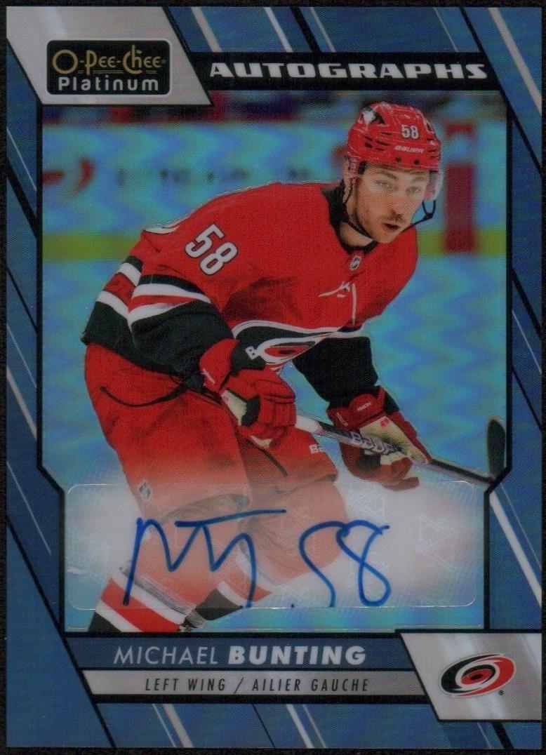 Michael Bunting #BA-MI Hockey Cards 2023 O-Pee-Chee Platinum Blue Rainbow Autographs