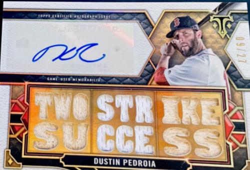 Dustin Pedroia #TTAR-DPE1 Baseball Cards 2022 Topps Triple Threads Autograph Relic