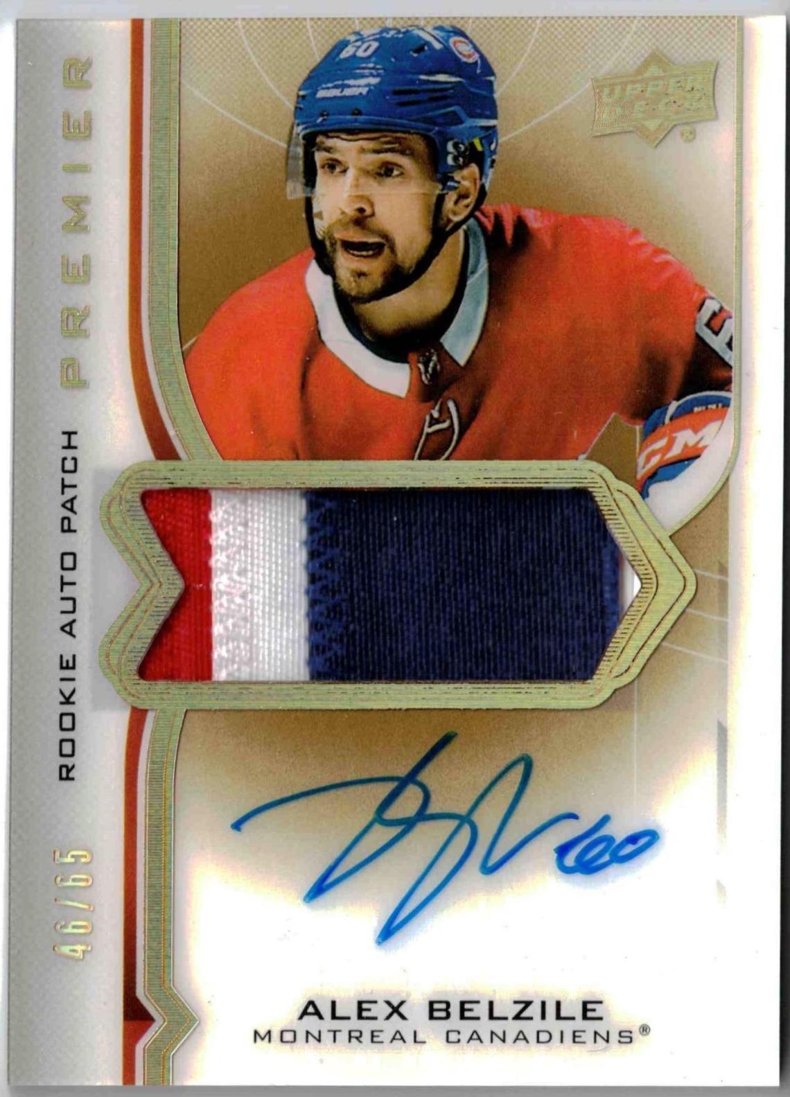 Alex Belzile #AR-AB Hockey Cards 2020 Upper Deck Premier Rookie Auto Patch