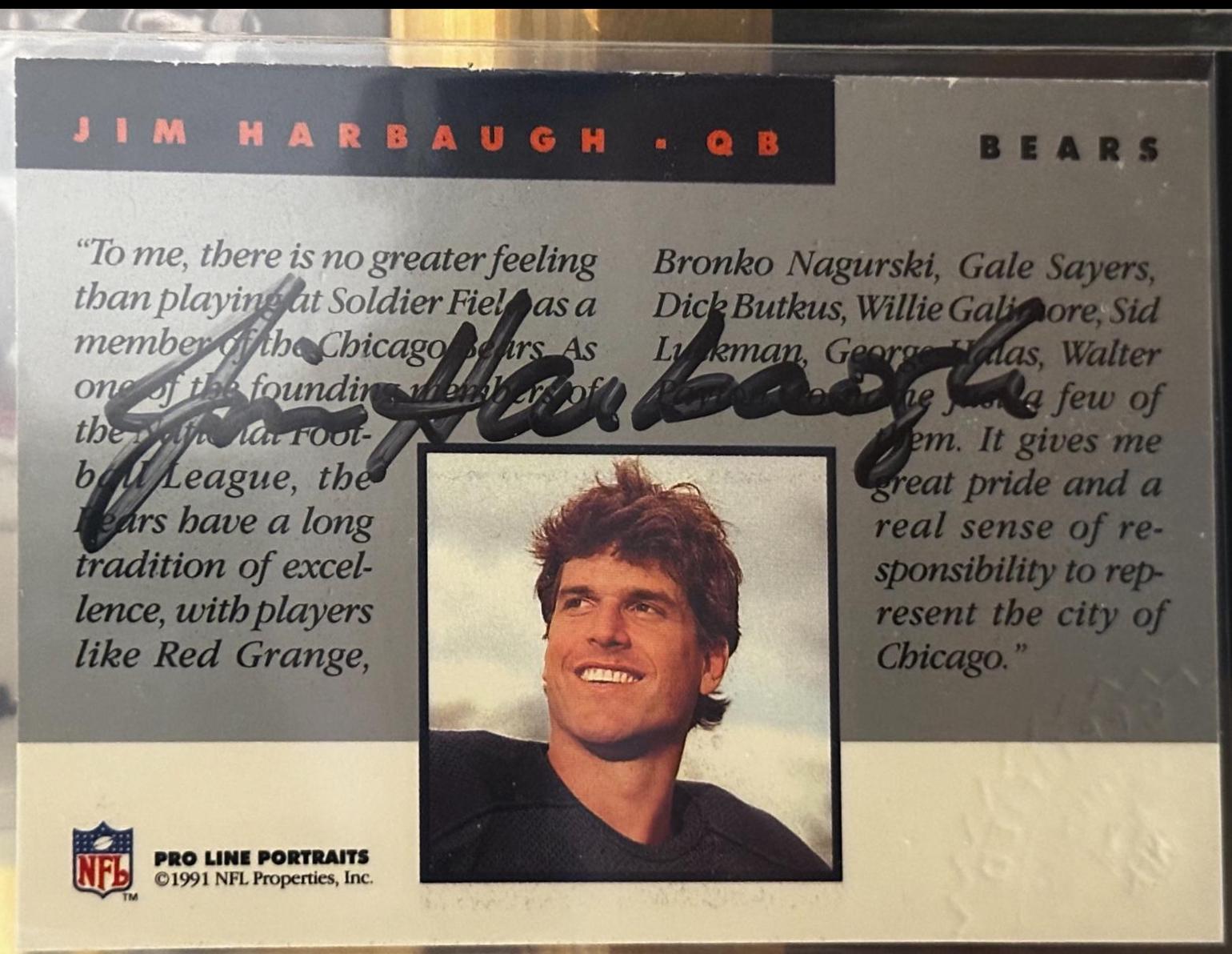 Jim Harbaugh Football Cards 1991 Proline Portraits Autographs