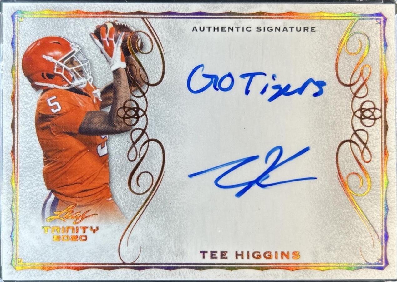 Tee Higgins #A-TH1 2020 Leaf Trinity Signature Football