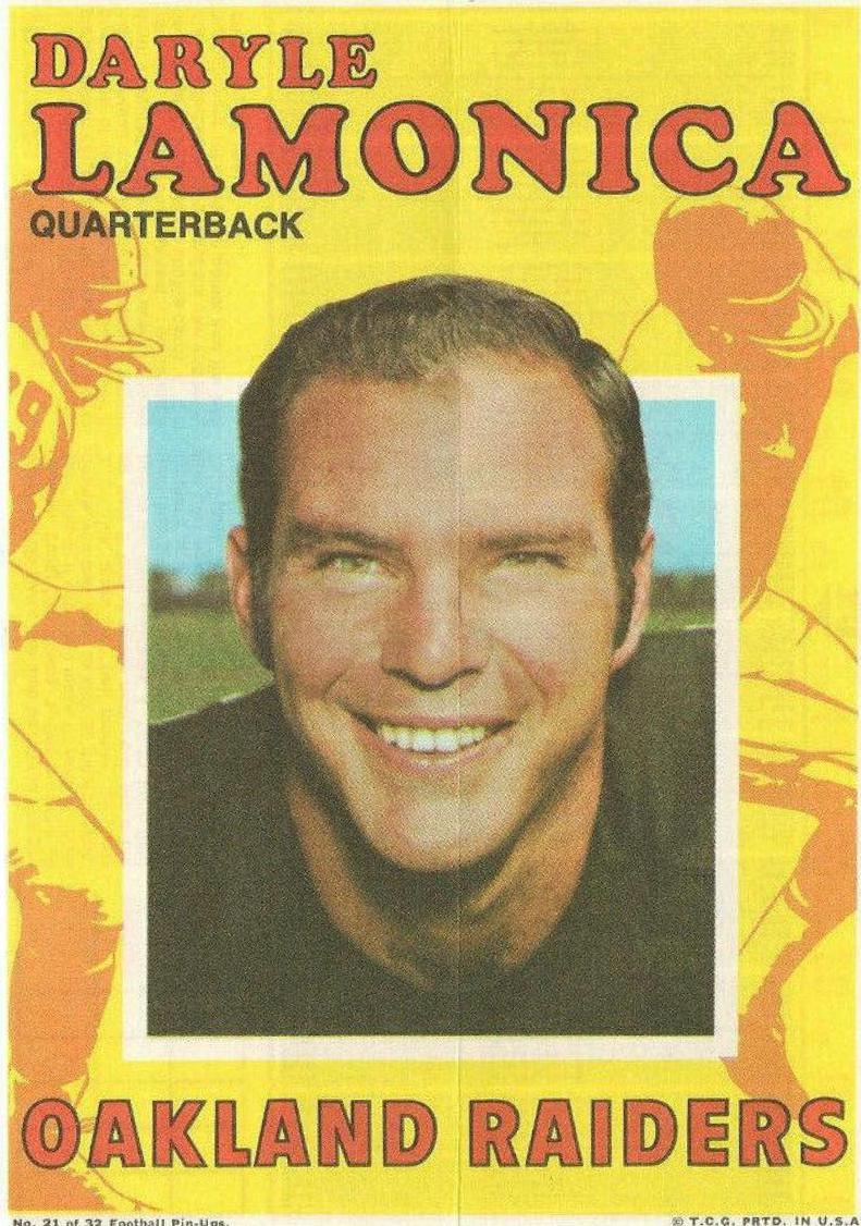 Daryle Lamonica #21 Football Cards 1971 Topps Pin Ups