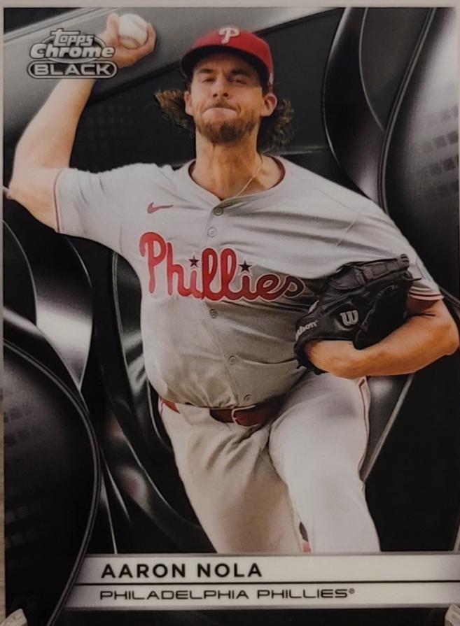 Aaron Nola #76 Baseball Cards 2025 Topps Chrome Black
