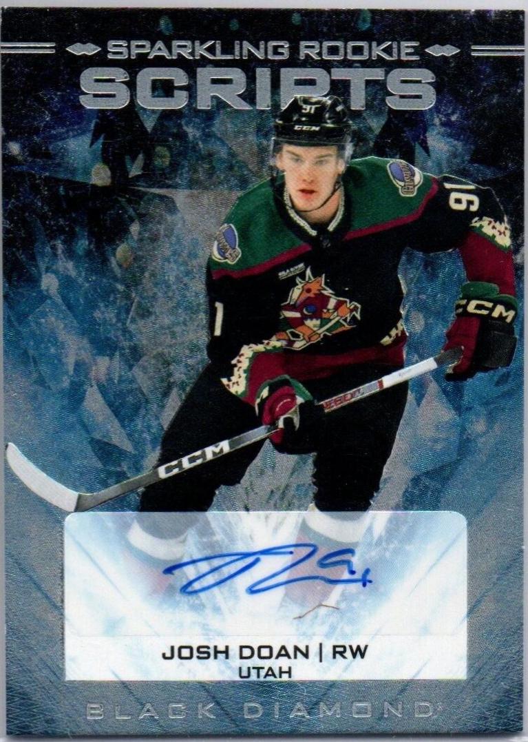 Josh Doan #SRS-JD Hockey Cards 2024 Upper Deck Black Diamond Sparkling Rookie Scripts