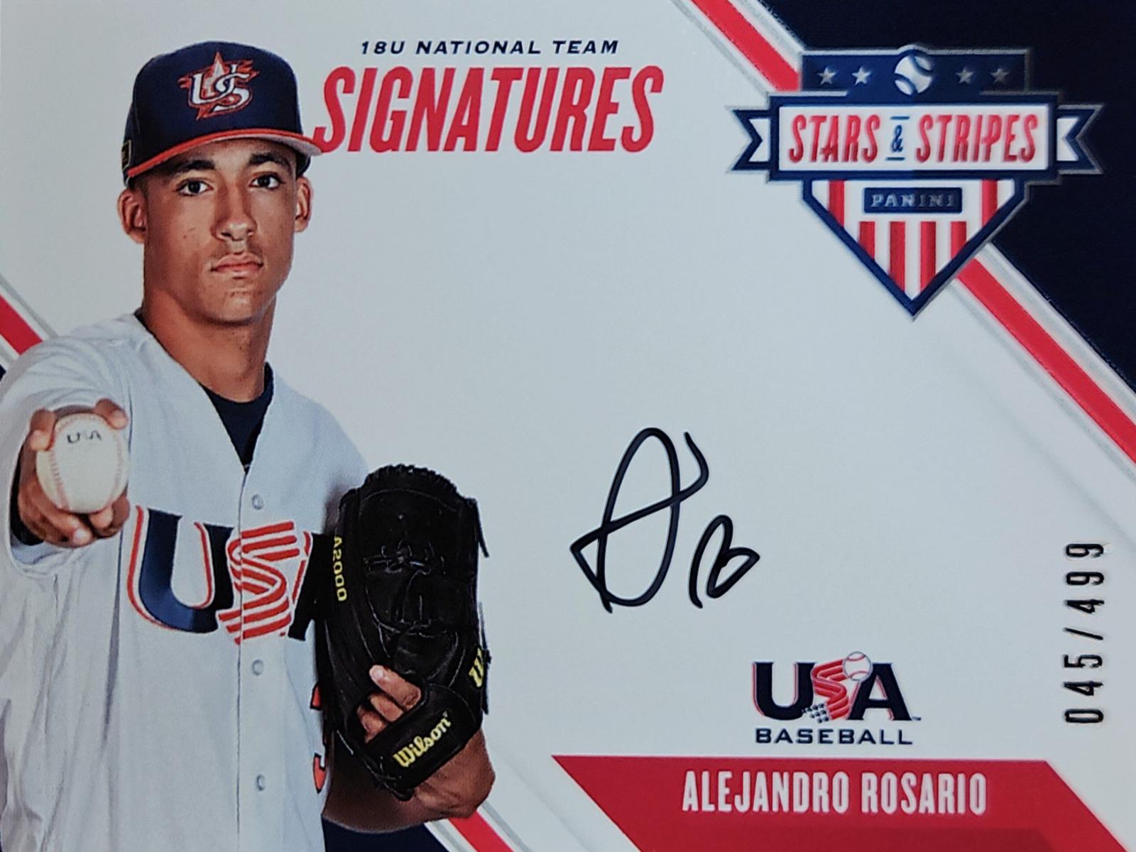 Alejandro Rosario #18U-AR Baseball Cards 2020 Panini Stars & Stripes USA 18U National Team Signatures