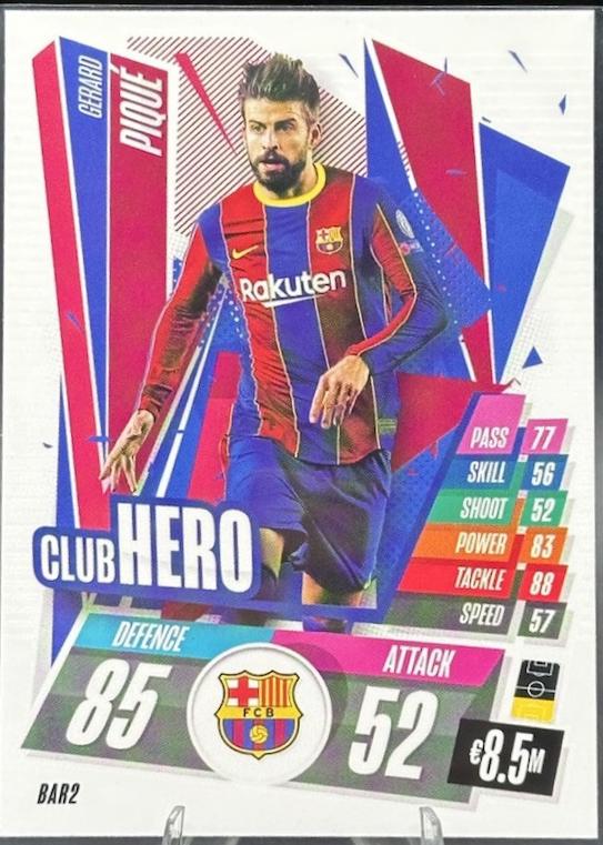 Gerard Pique #BAR2 Soccer Cards 2020 Topps Match Attax UEFA Champions League
