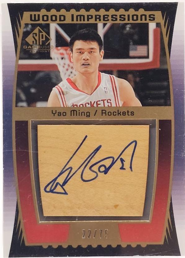 Yao Ming #WI-YM 2004 Sp Game Used Wood Impressions Autographs Basketball