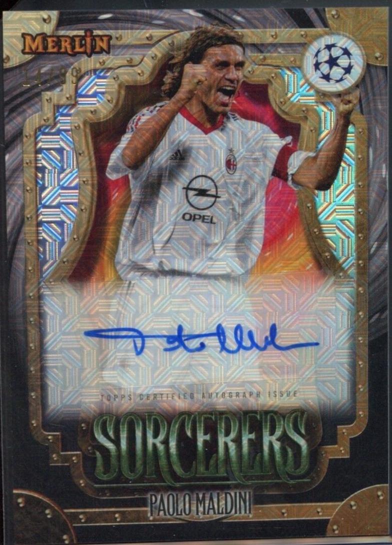 Paolo Maldini #SA-PM Soccer Cards 2023 Topps Merlin UEFA Sorcerers Autograph