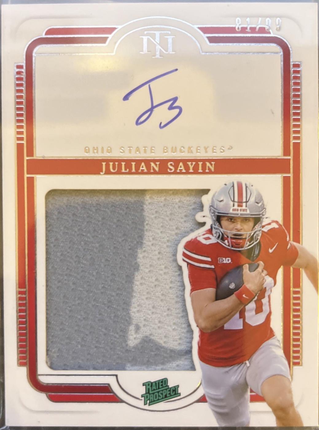 Julian Sayin #133 2025 Panini National Treasures Collegiate Football