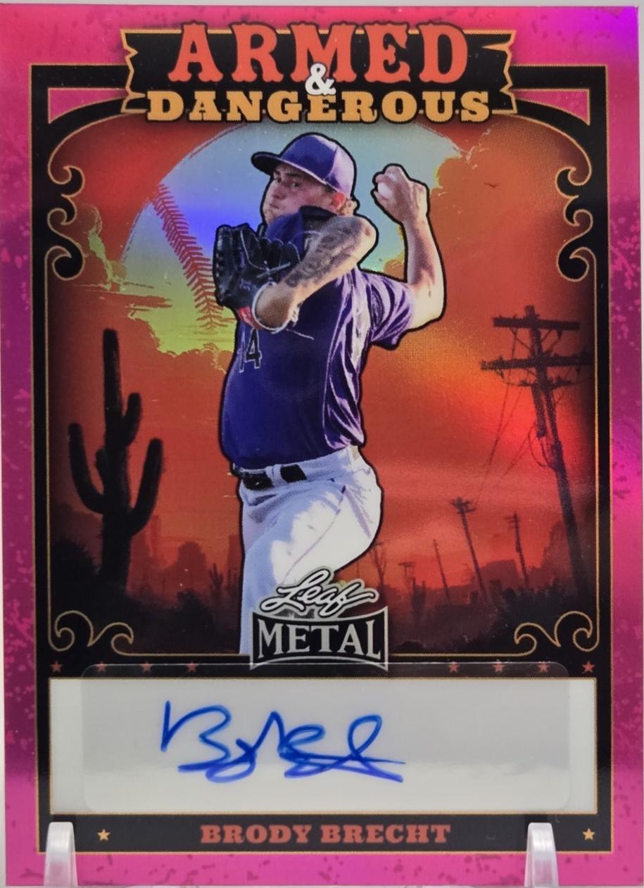 Brody Brecht #AWA-BB1 2026 Leaf Metal Armed And Dangerous Western Autograph Baseball