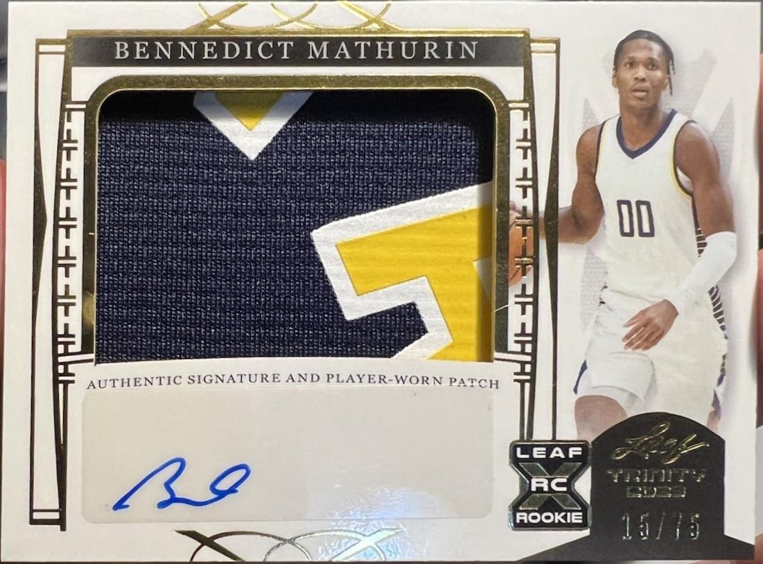 Bennedict Mathurin #PA-BM1 2023 Leaf Trinity Patch Autograph Basketball