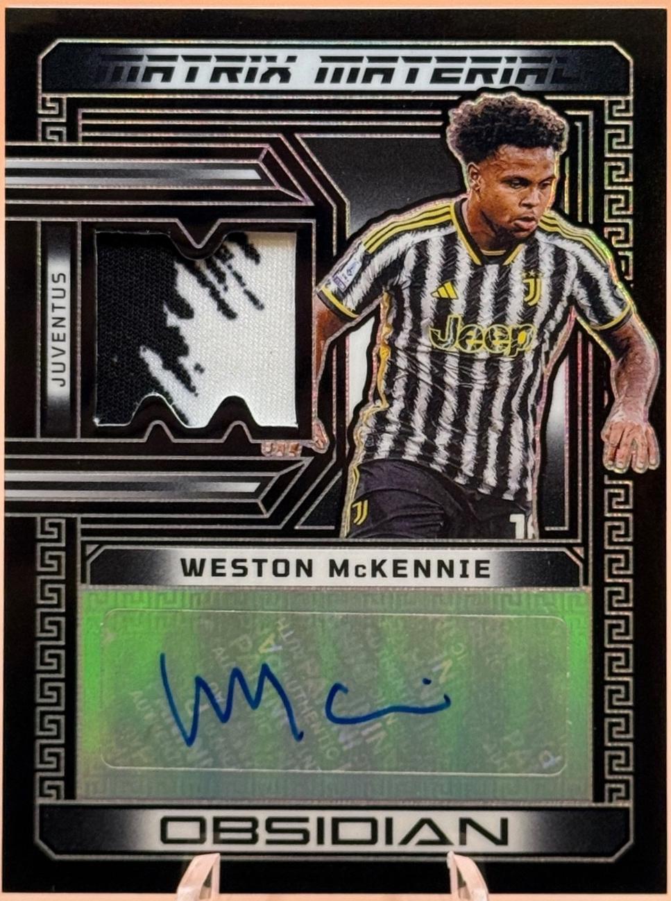 Weston McKennie #MM-WM 2023 Panini Obsidian Matrix Material Autograph Soccer