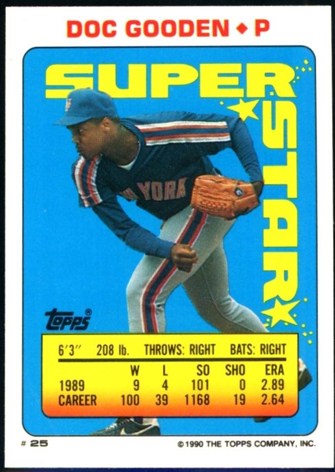 Doc Gooden #25 Baseball Cards 1990 Topps Stickers