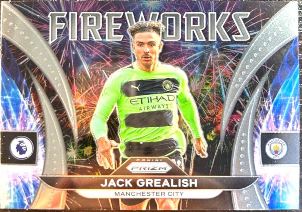 Jack Grealish #1 Soccer Cards 2022 Panini Prizm Premier League Fireworks
