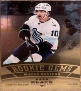 Matty Beniers #RG-BE Hockey Cards 2022 Upper Deck Black Diamond Rookie Gems
