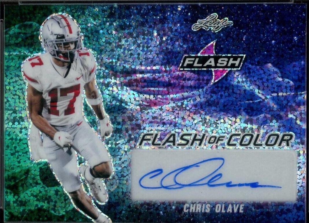 Chris Olave #FC-CO1 Football Cards 2022 Leaf Flash of Color Autographs