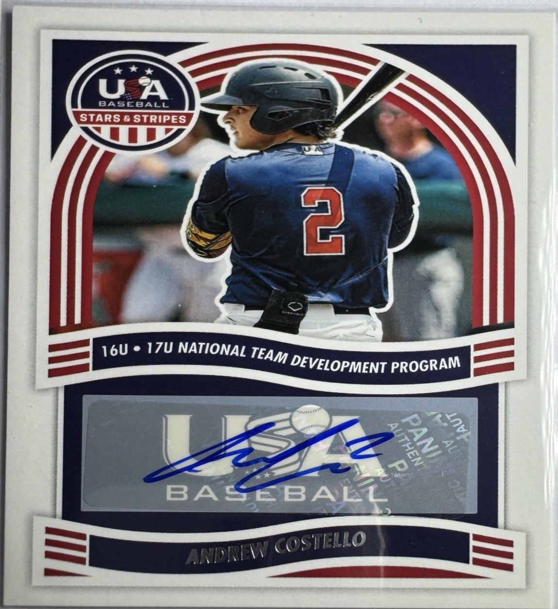 Andrew Costello #NTS-AC 2024 Panini Stars & Stripes 16u17u National Team Signature Baseball