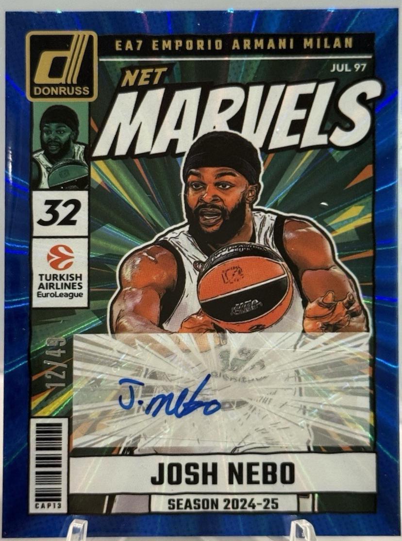 Josh Nebo #19 2024 Panini Donruss Euroleague Net Marvels Signature Basketball