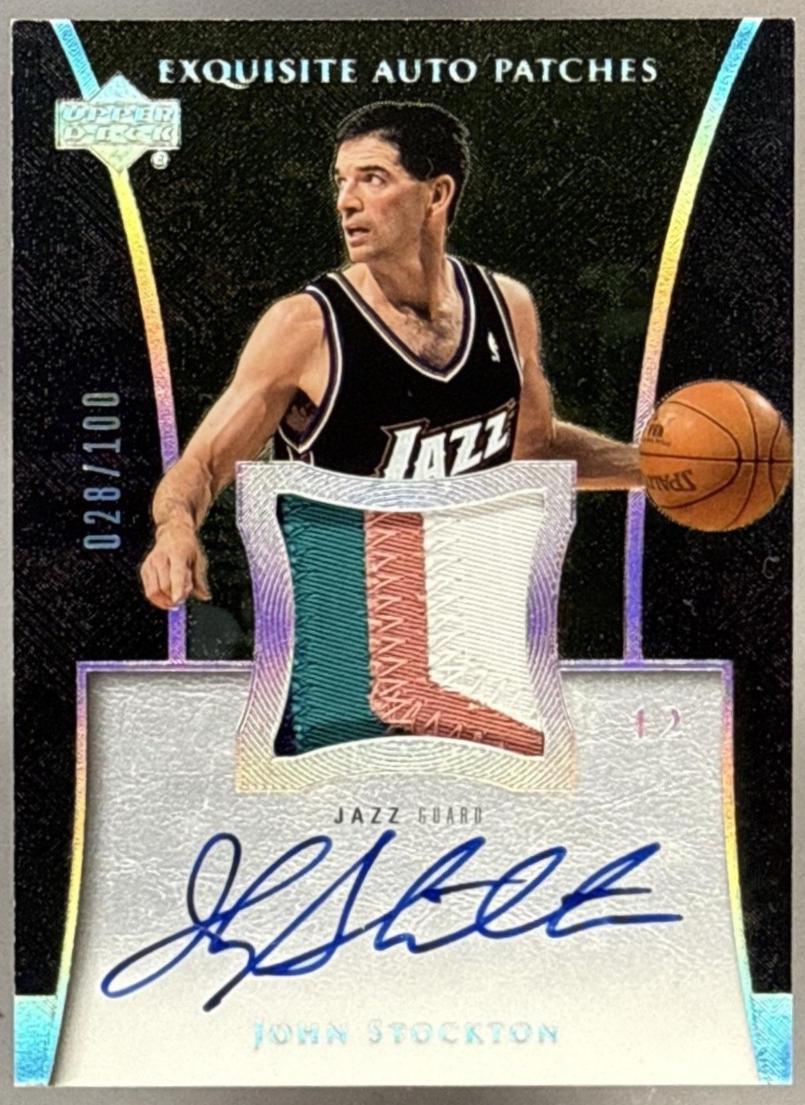 John Stockton #AP-JS 2004 Upper Deck Exquisite Collection Patch Autograph Basketball