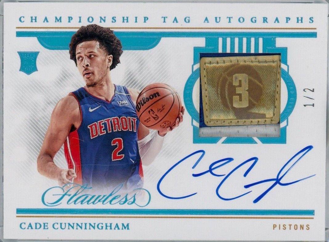 Cade Cunningham #CTA-CCH Basketball Cards 2021 Panini Flawless Championship Tags Autographs