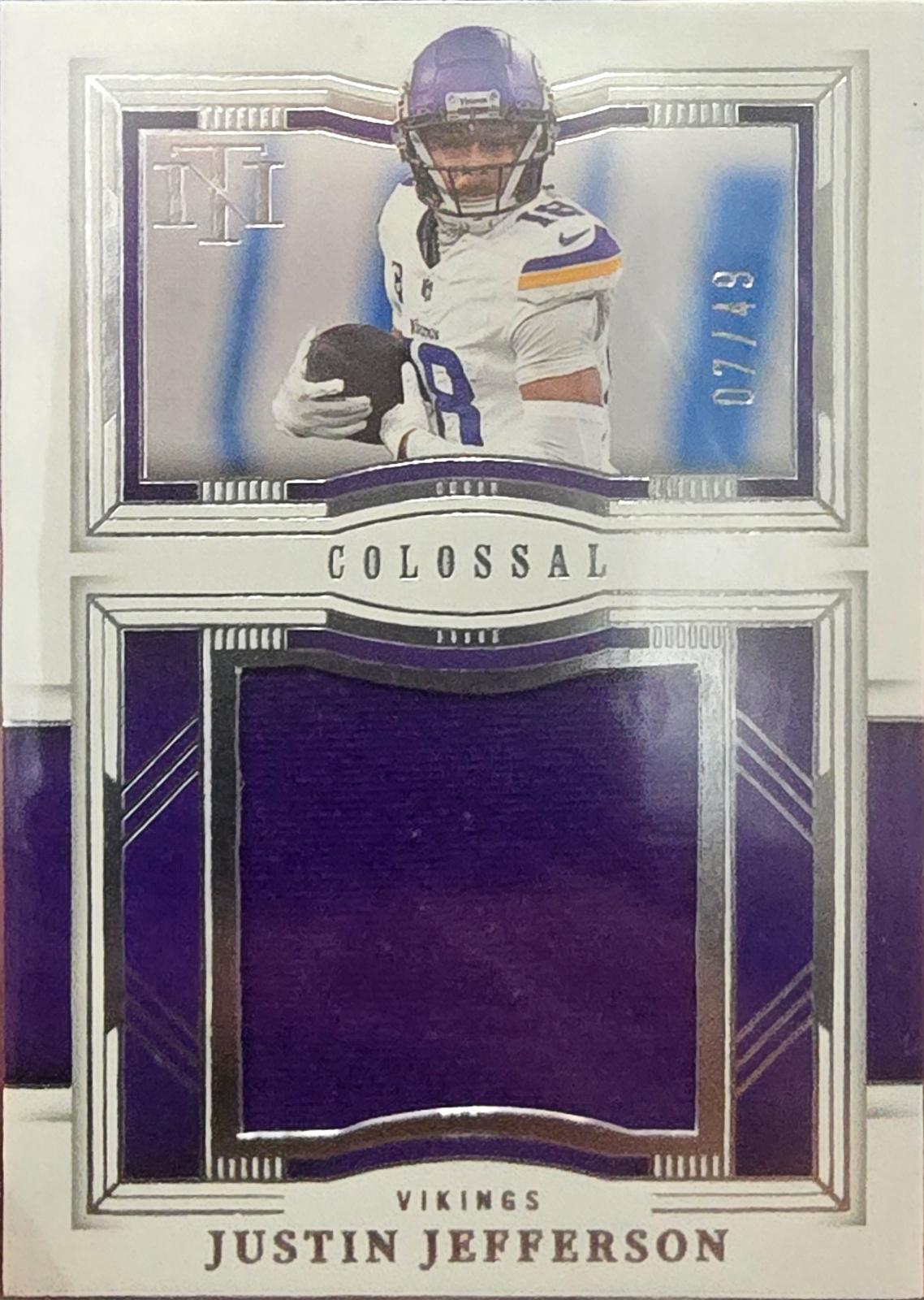 Justin Jefferson #CMT-JJN Football Cards 2023 Panini National Treasures Colossal Materials