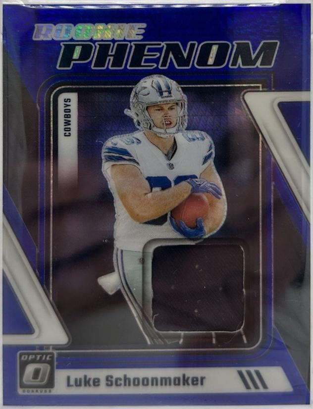 Luke Schoonmaker #25 2023 Panini Donruss Optic Rookie Phenoms Blue Hyper Football