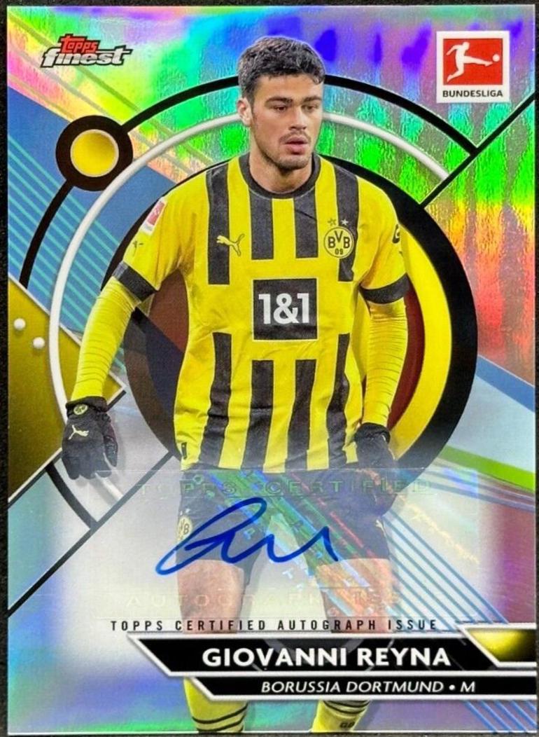 Giovanni Reyna #BCA-GR Soccer Cards 2022 Topps Finest Bundesliga Autographs