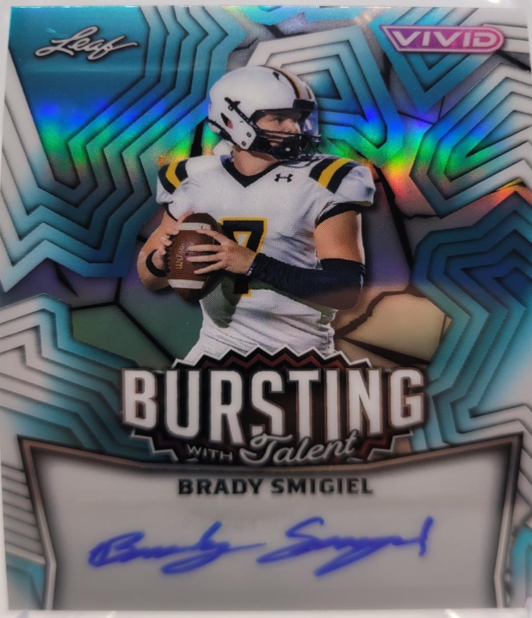 Brady Smigiel #TA-BS1 2025 Leaf Vivid Football Bursting With Talent Autographs