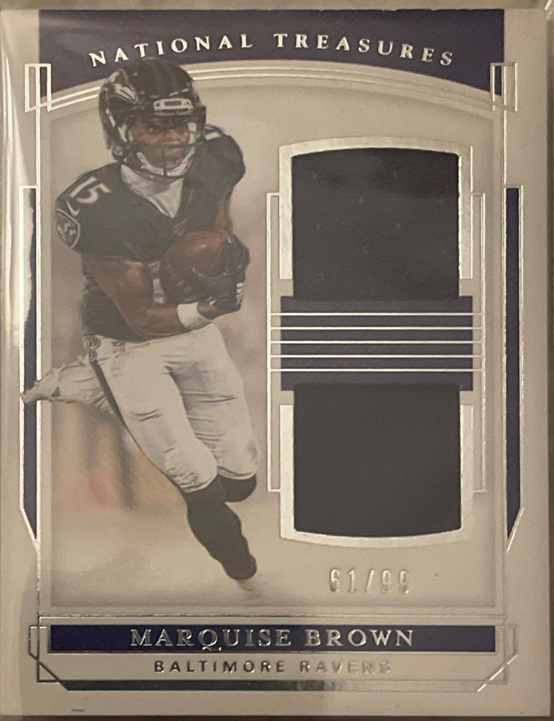 Marquise Brown #RDM-7 Football Cards 2019 Panini National Treasures Rookie Dual Materials