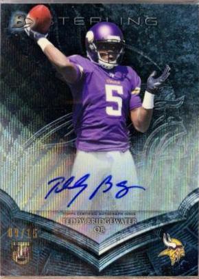 Teddy Bridgewater [Blue Wave Refractor] #TB Football Cards 2014 Bowman Sterling Autograph