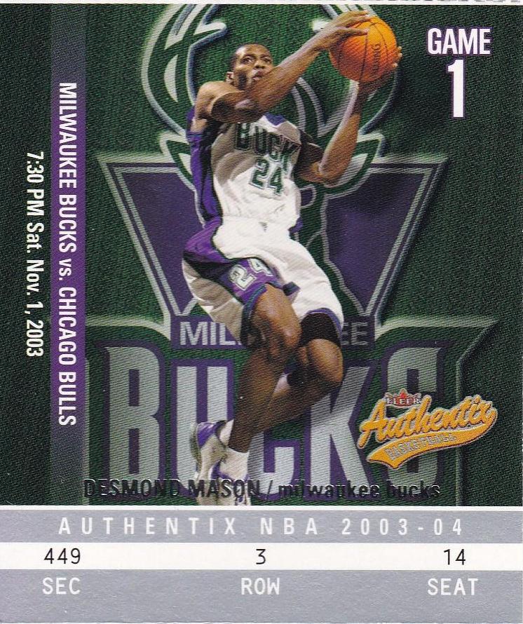 Desmond Mason #22 Basketball Cards 2003 Fleer Authentix