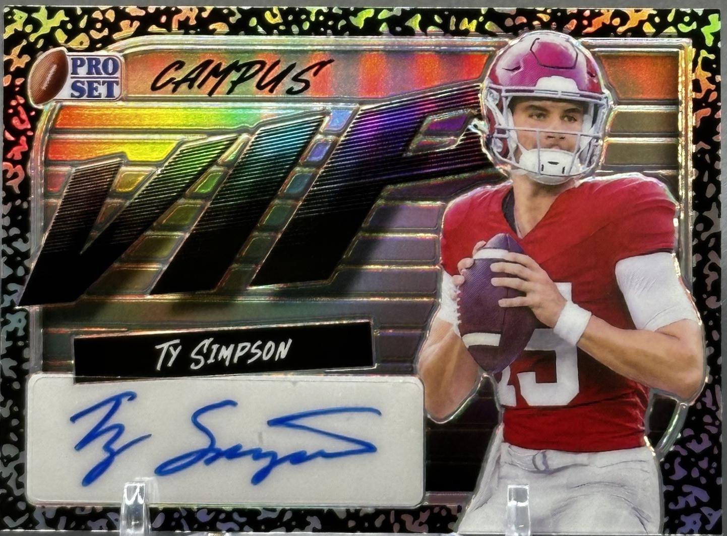 Ty Simpson #VIP-TS1 2023 Pro Set Metal Campus Vip Autograph Football