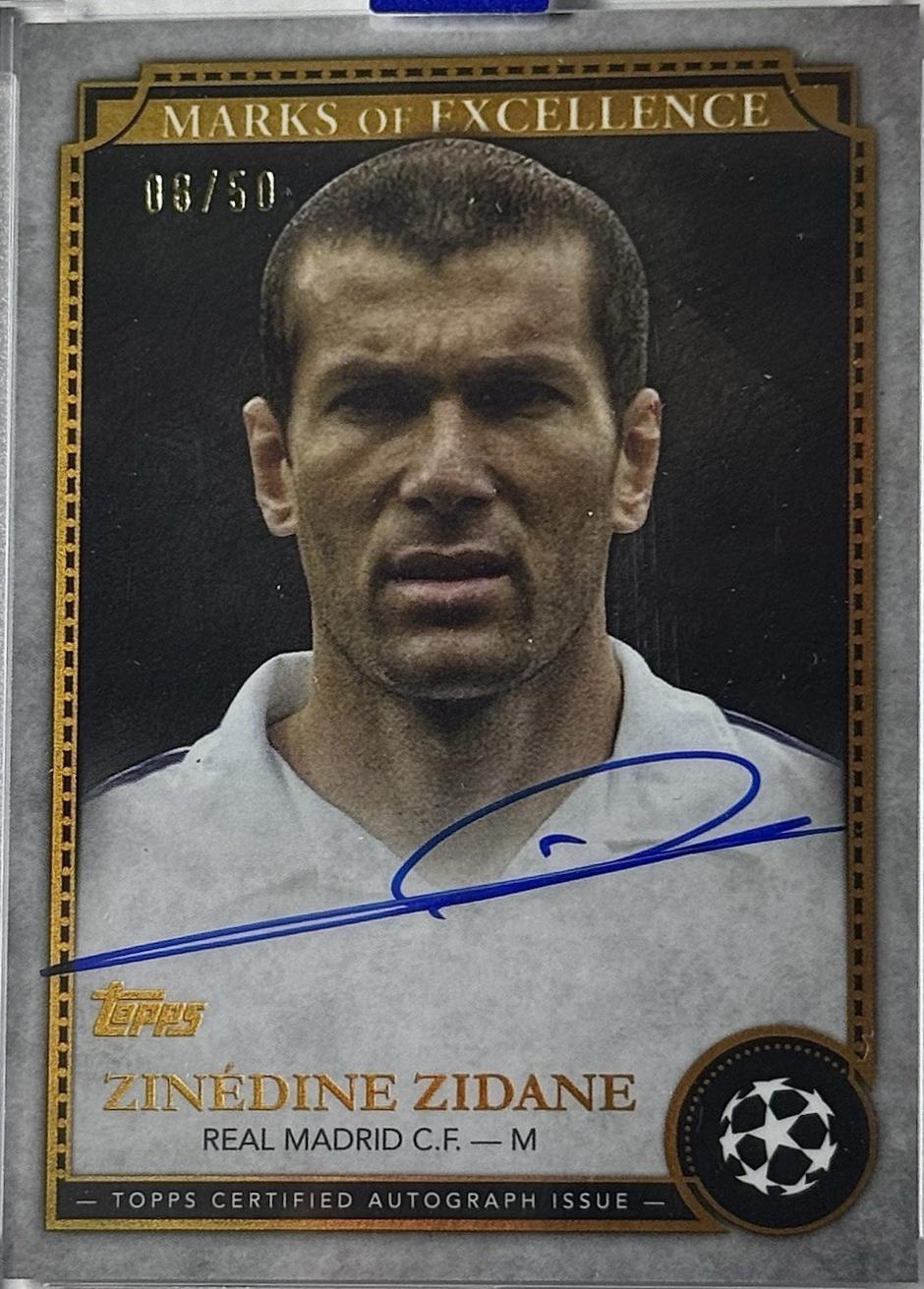Zinedine Zidane #EX-ZZ7 Soccer Cards 2024 Topps Chrome UEFA Marks of Excellence Autograph