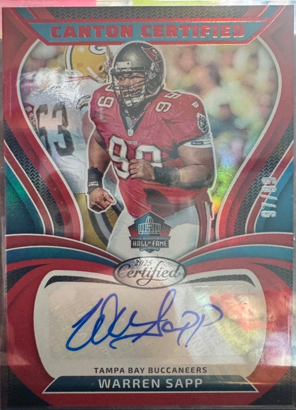 Warren Sapp #CAN-WSA 2025 Panini Certified Canton Signature Football