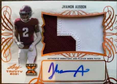 Jhamon Ausbon #PA-JA1 2021 Leaf Trinity Patch Autographs Football