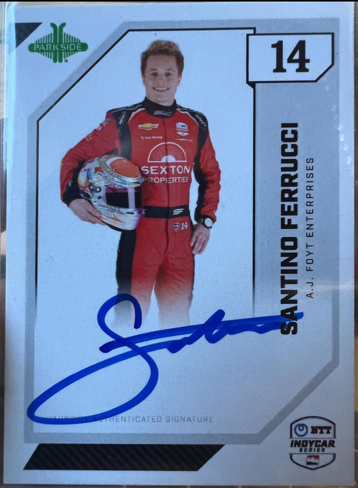 Santino Ferrucci #SSSF Racing Cards 2024 Parkside NTT IndyCar Signature