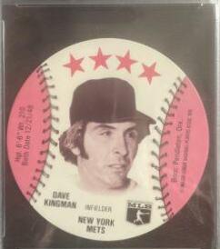 Dave Kingman Baseball Cards 1976 Buckmans Discs