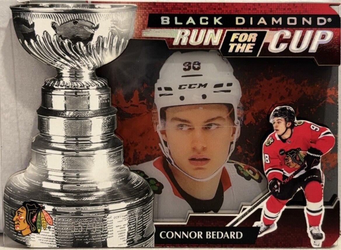 Connor Bedard #RUN-CB Hockey Cards 2024 Upper Deck Black Diamond Run for the Cup