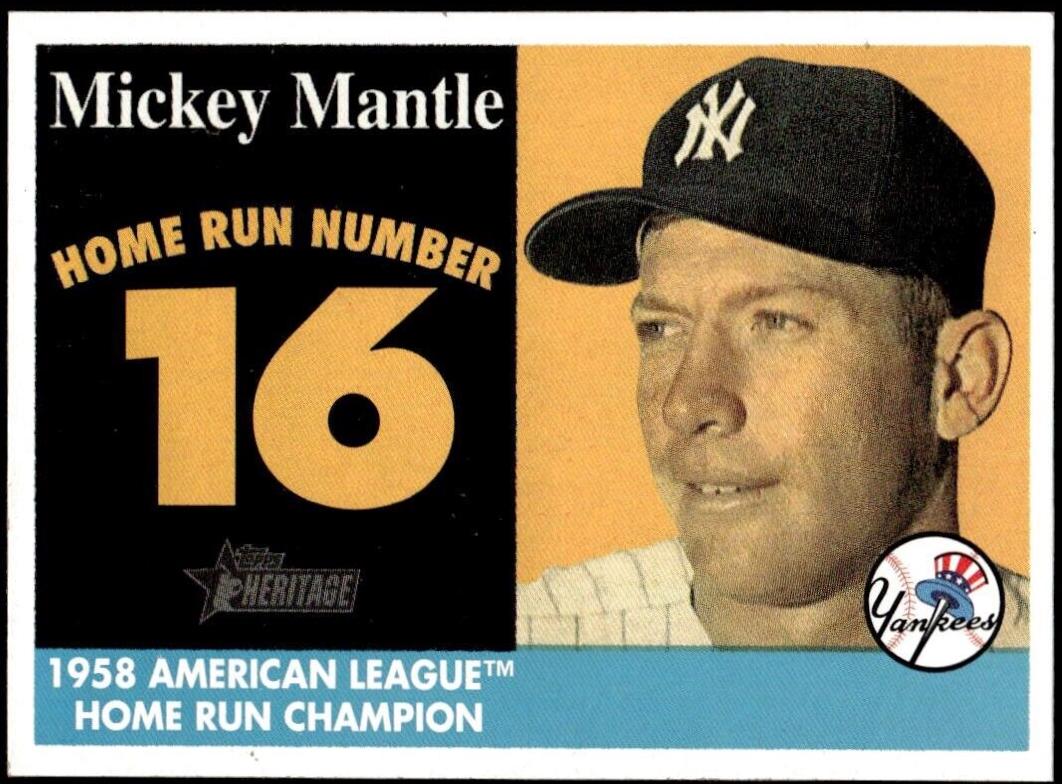 Mickey Mantle #MHRC16 Baseball Cards 2007 Topps Heritage 1958 Home Run Champion