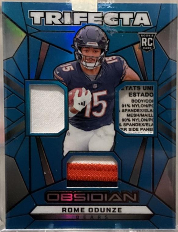 Rome Odunze #11 Football Cards 2024 Panini Obsidian Trifecta Swatch