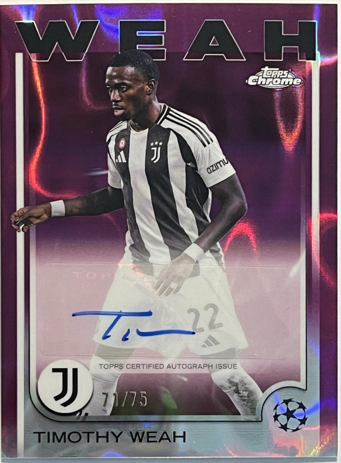 Timothy Weah #CA-TW 2024 Topps Chrome UEFA Autograph