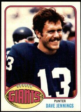 Dave Jennings #183 Football Cards 1976 Topps