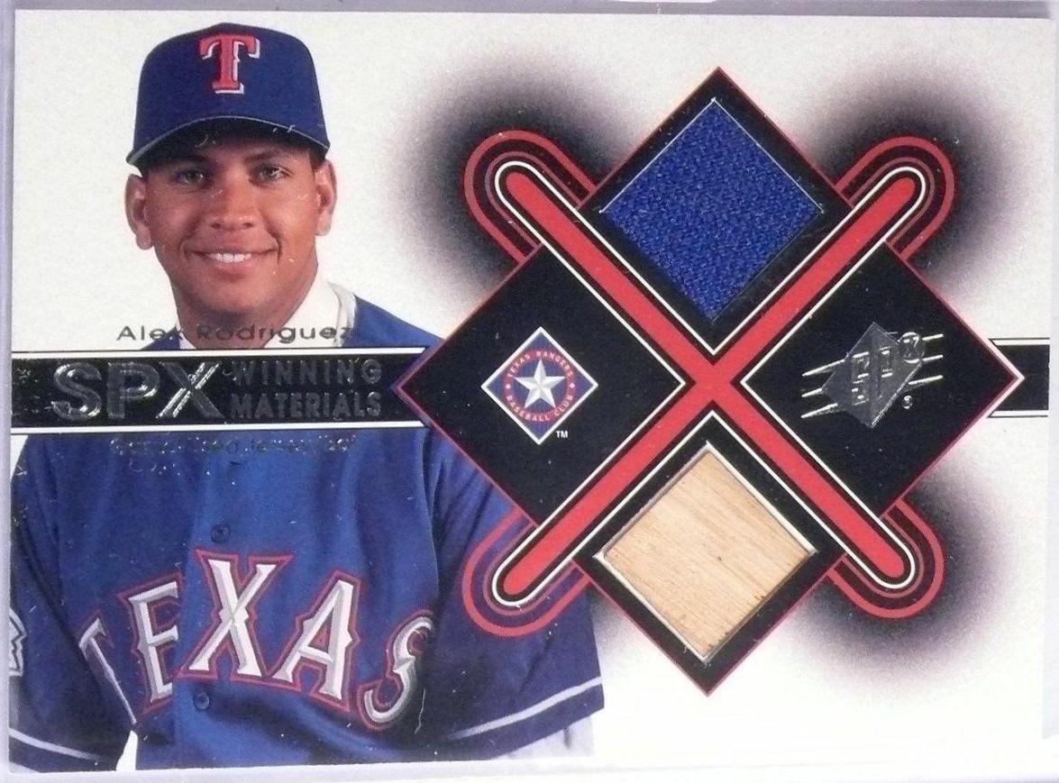 Alex Rodriguez #AR2 Baseball Cards 2001 SPx Winning Materials Jersey Bat