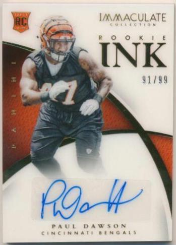 Paul Dawson #RI-PD Football Cards 2015 Panini Immaculate Rookie Ink