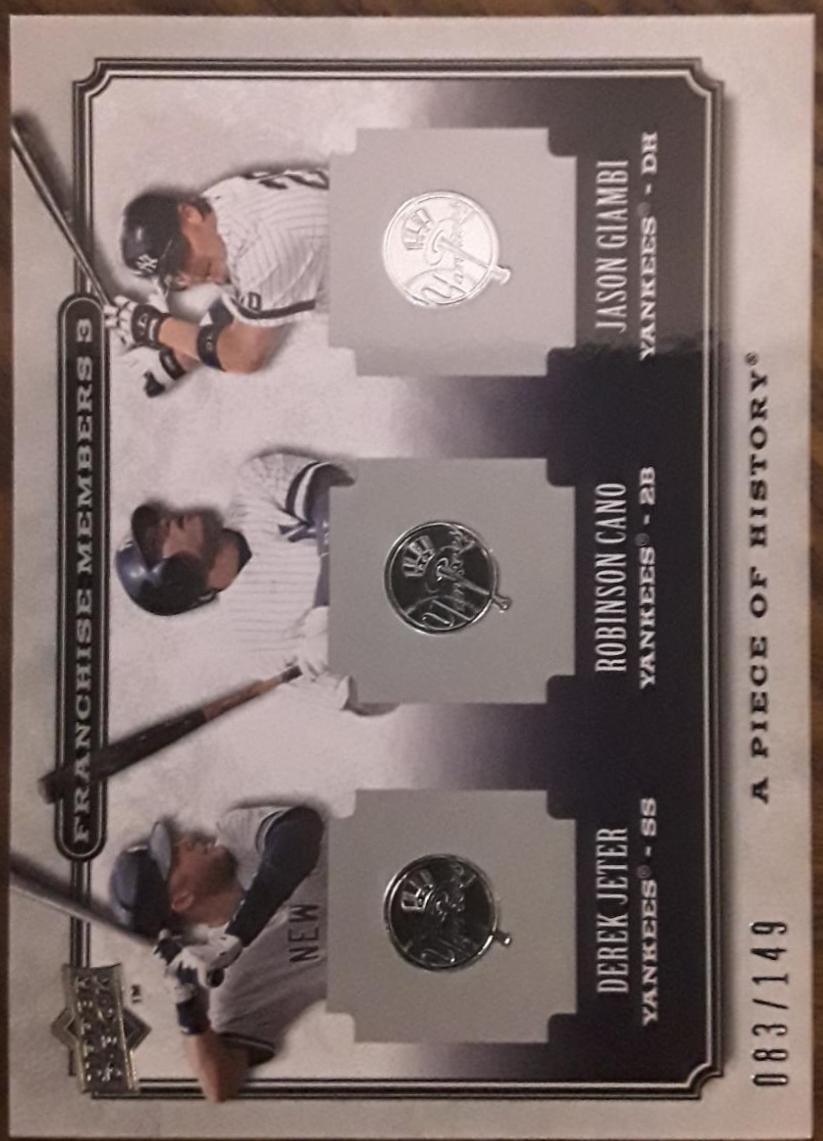 Derek Jeter, Robinson Cano, Jason Giambi #FM3-15 Baseball Cards 2008 Upper Deck Piece of History Franchise Members Triple