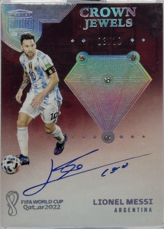 Lionel Messi #CJ-LEO Soccer Cards 2022 Panini Eminence FIFA World Cup Crown Jewels Autographs