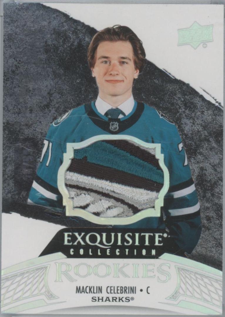Macklin Celebrini #RP-MC Hockey Cards 2024 Upper Deck Black Diamond Exquisite Collection Rookie Patch